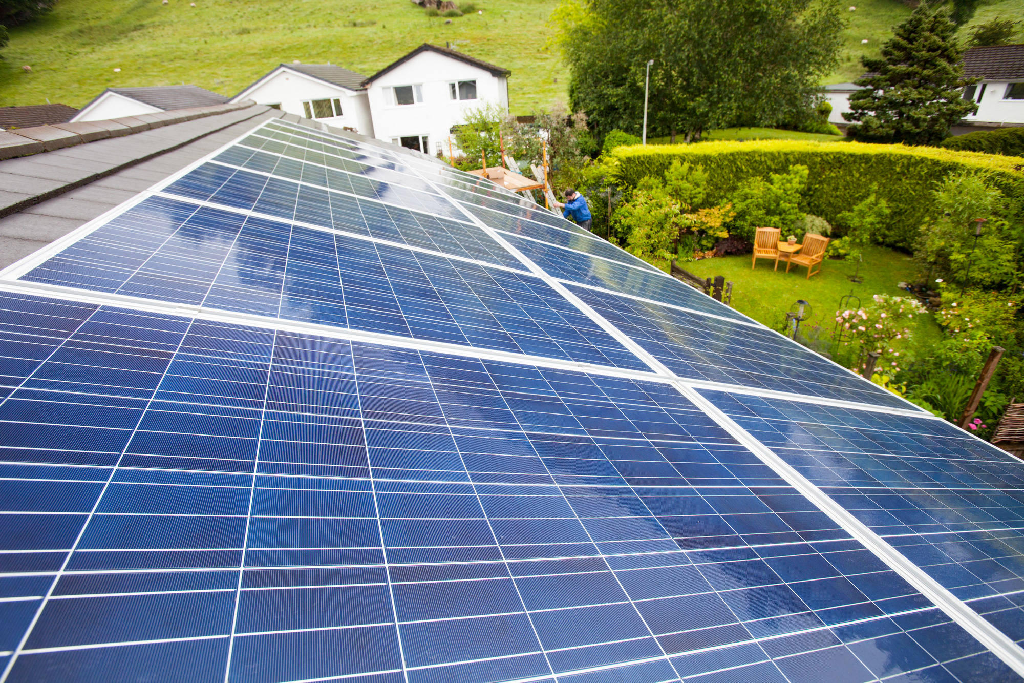 Solar panels on a house - © Global Warming Images / WWF Solar panels on a house