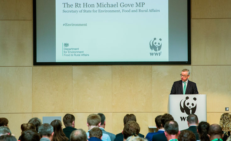 Environment Secretary Michael Gove delivering his speech at WWF's Living Planet Centre Environment Secretary Michael Gove delivering his speech at WWF's Living Planet Centre