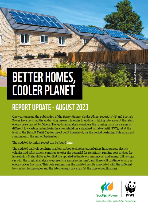 The thumbnail image for the Better Homes, Cooler Planet Report Update with an image of new build houses with solar panels