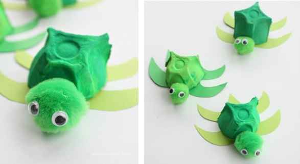 Egg carton sea turtles