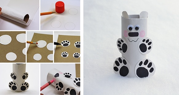 Polar bear loo roll craft