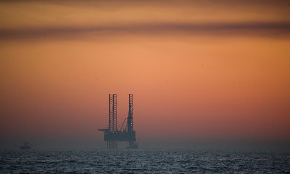 An oil rig off of the coast of Holly Beach, Louisiana, United States. Thumbnail