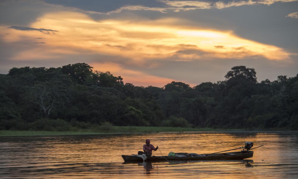 Sunset over Amazon river, Colombia Thumbnail