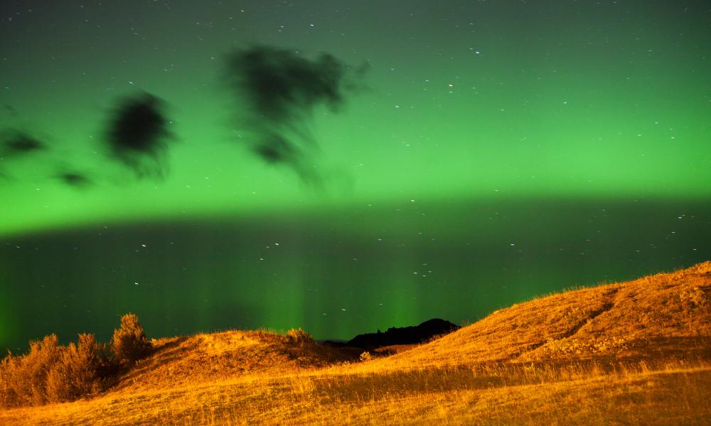 The Northern Lights or Aurora Borealis over Iceland's south Coast, at Skaftafell. Thumbnail