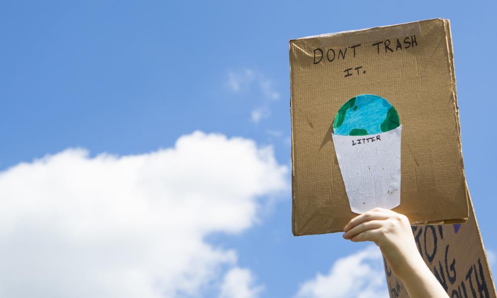 People protesting at an organised UK Student Climate Network strike