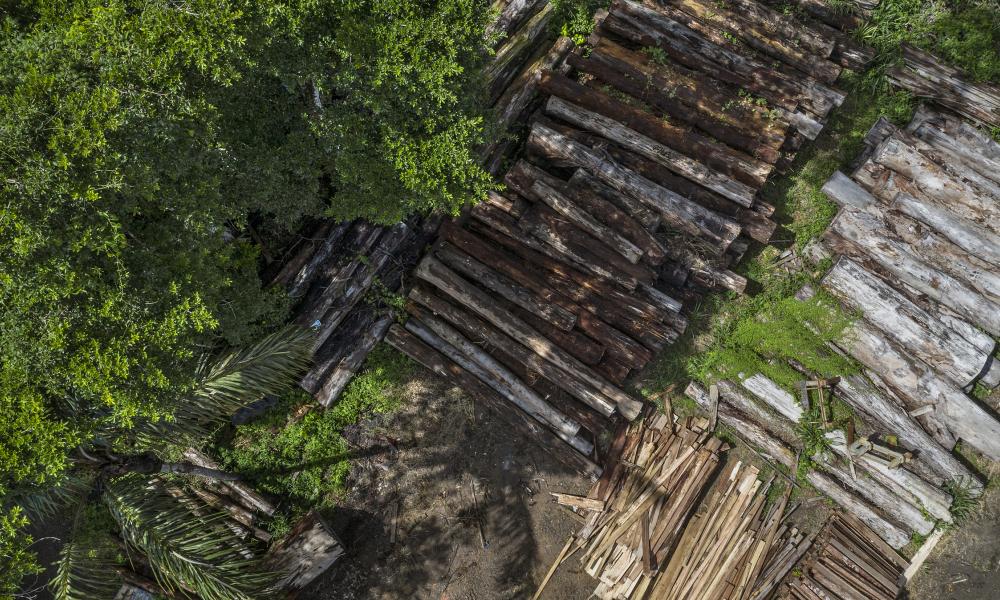 Timber seized over five years ago stored at the Environmental Police Battalion, Porto Velho, Rondônia.