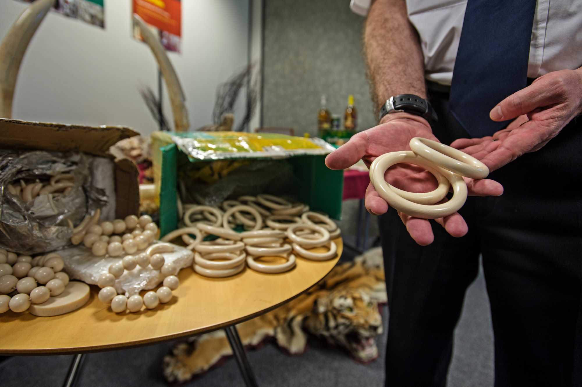 Elephant ivory bracelets seized by Border Force at Heathrow Airport