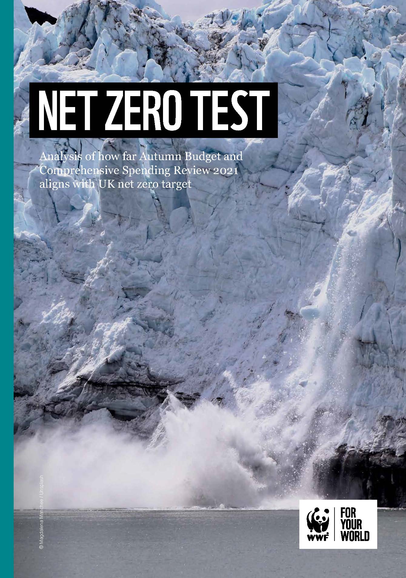 WWF-UK Net Zero Test Autumn Budget An image of ice crashing into the sea below