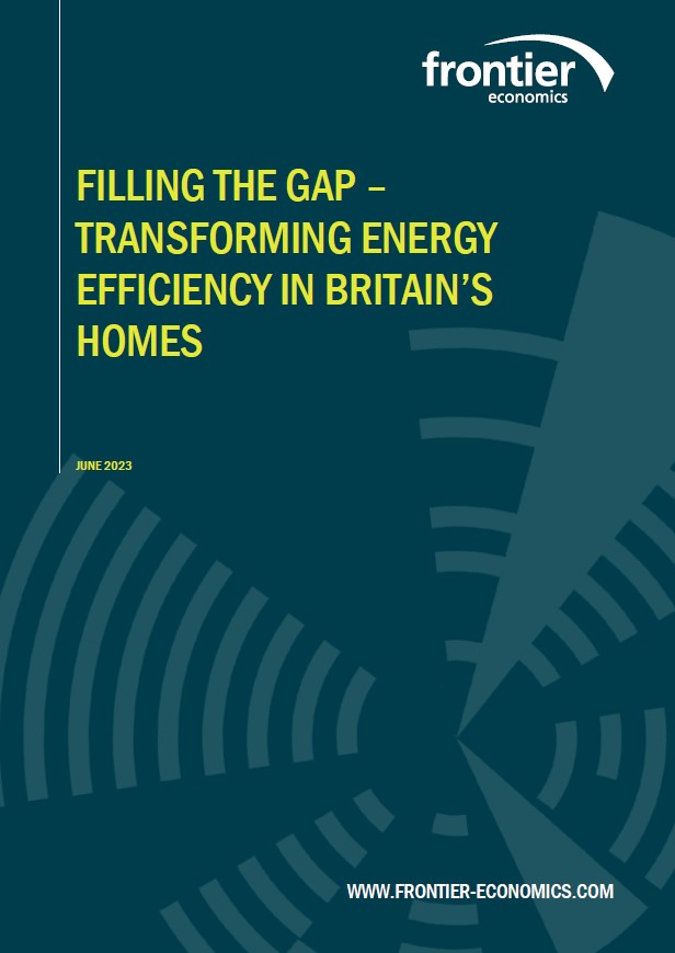 Filling The Gap - Full Report cover image which includes the title of the report and Frontier logo on a dark green background.