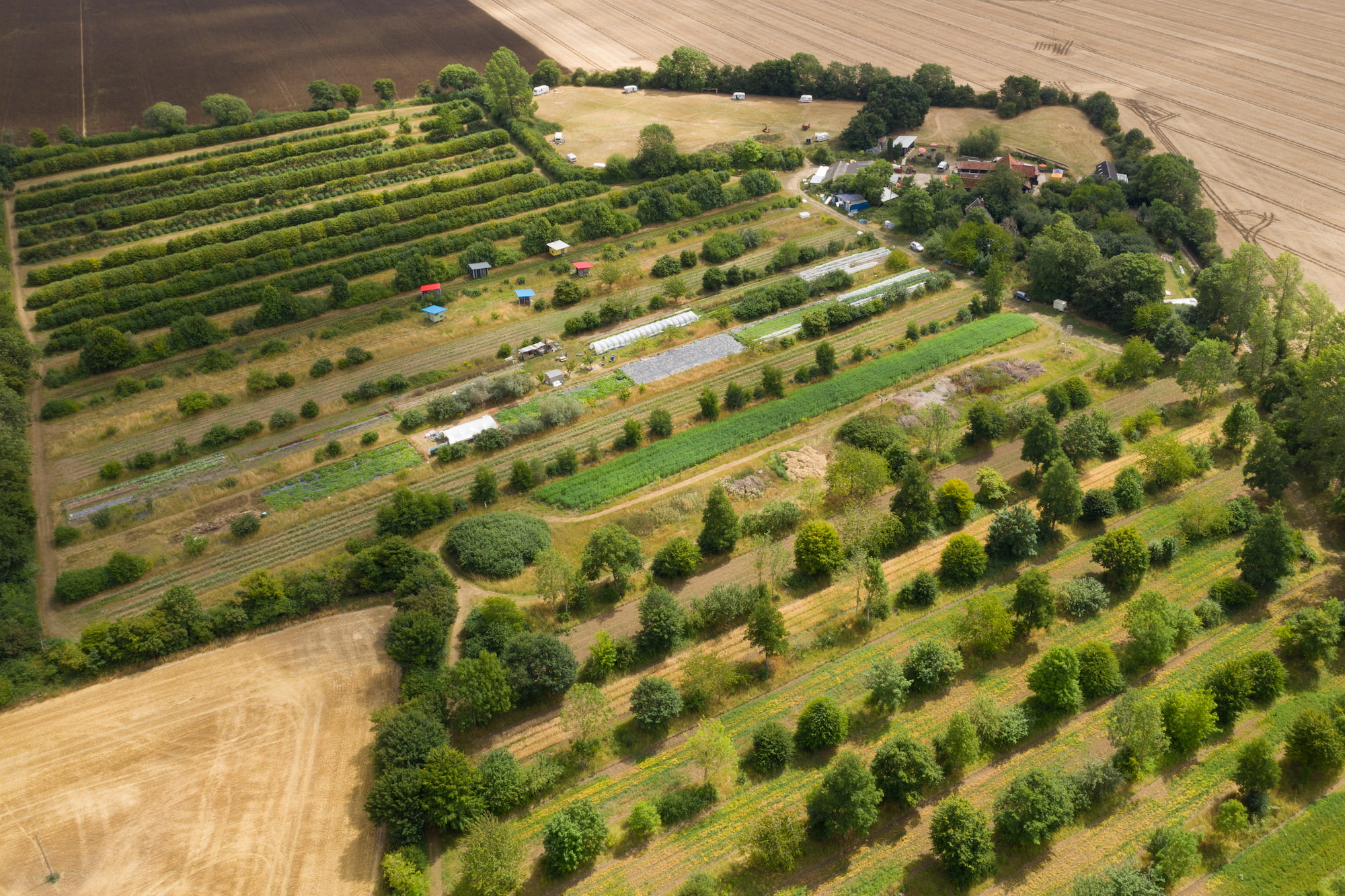 Aerial views of Wakelyns Farm, Fressingfield, Suffolk.