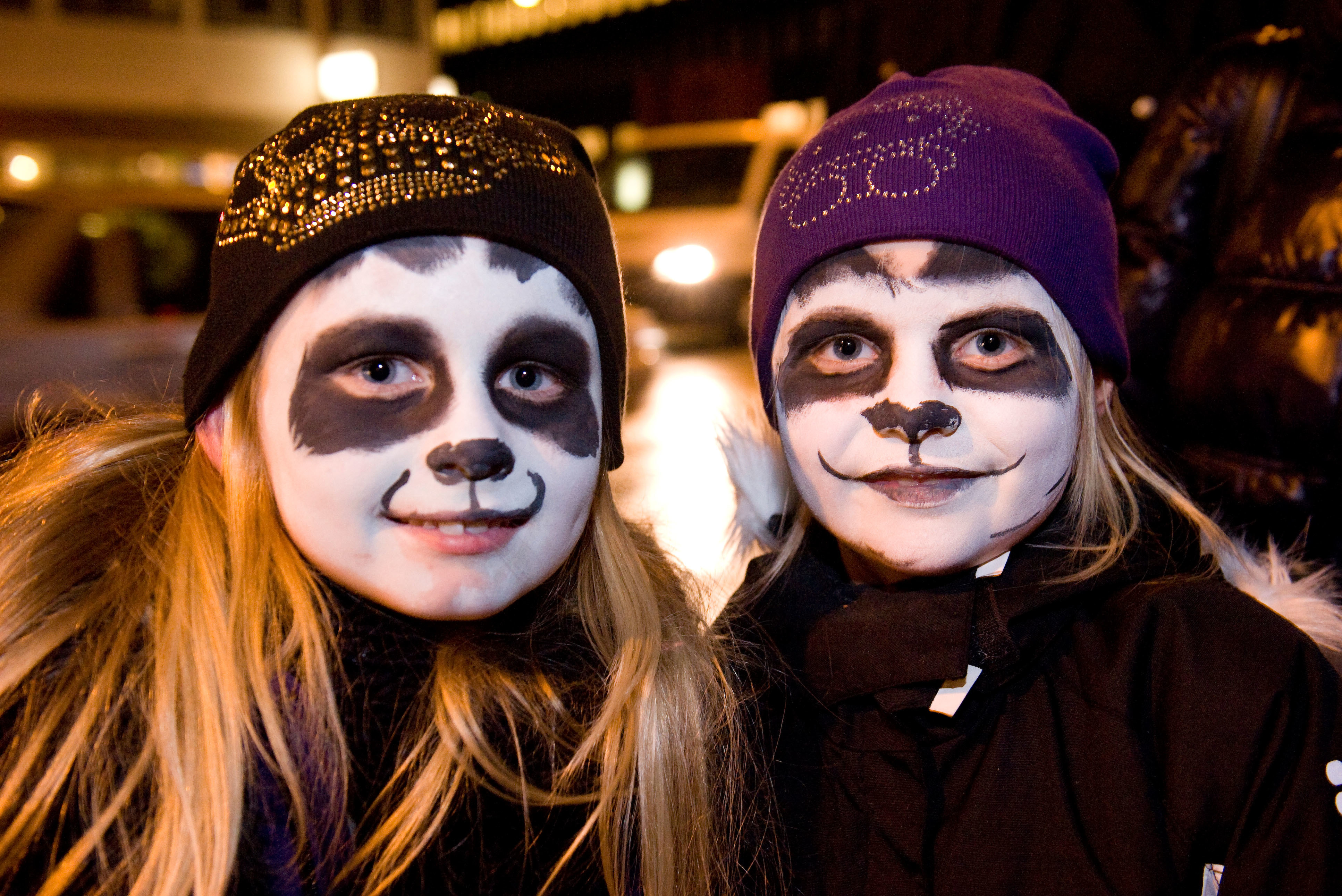 Kids in panda face paint
