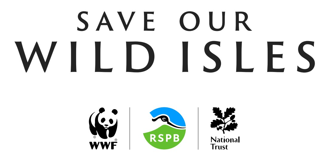 Save Our Wild Isles logo plus partner brand logos WWF, RSPB, and National Trust.