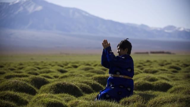 Praying to Jargalant Mountain in Mongolia