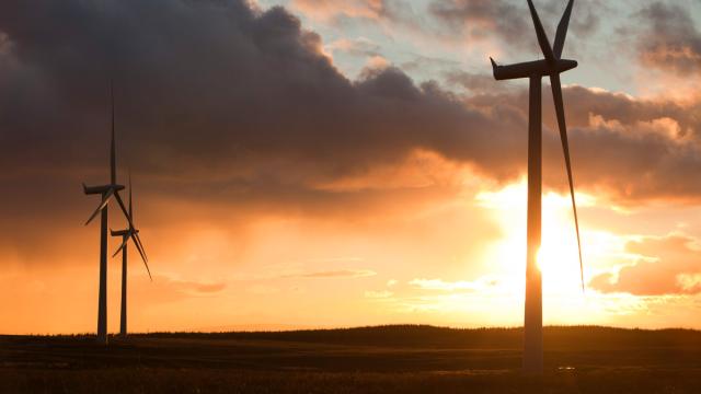 Whitlee wind farm on Eaglesham Moor just south of Glasgow in Scotland