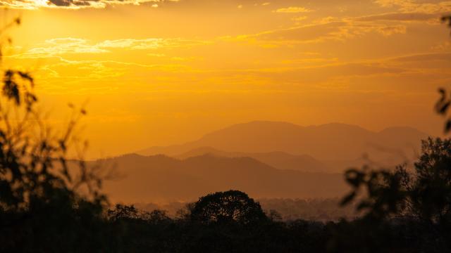 Sunset over Selous Game Reserve. Selous, Tanzania.