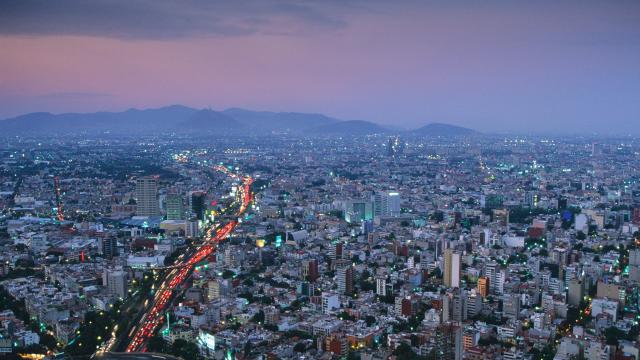 Aerial view of Mexico City - the world's second largest, Mexico.