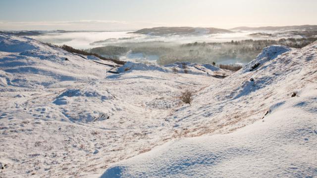 Loughrigg in the Lake District, UK, in winter weather.