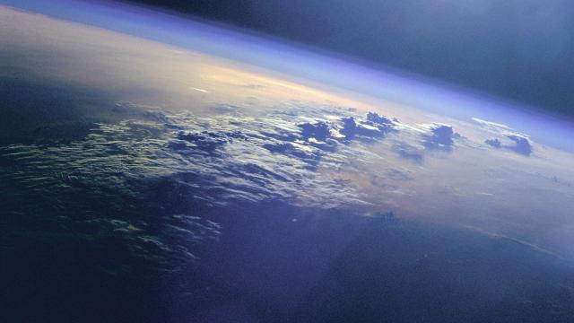Clouds on planet Earth as seen from the Space Shuttle Discovery.