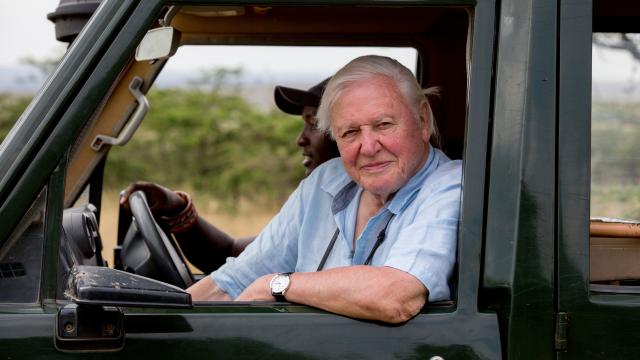 David Attenborough in the Mara, Kenya