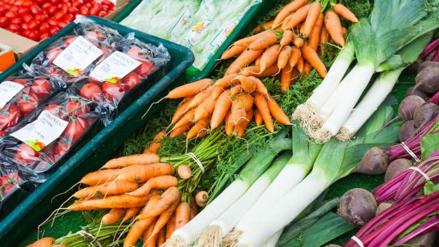 Washingpool farm in Bridport, Dorset. The farm grows fruit, salad and vegetables for sale in its own farmshop as well as raising sheep, cows and pigs for meat which is sold from the shop.