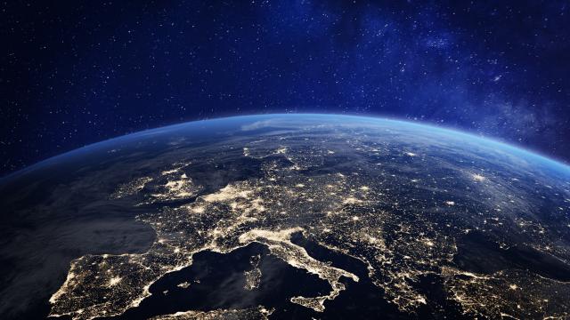 Europe at night viewed from space 