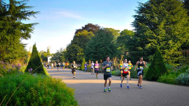 runners through Kew Gardens