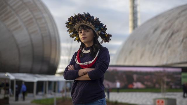 Indigenous activist Txai Suruí, from Brazil, at COP26 in Glasgow 2021.