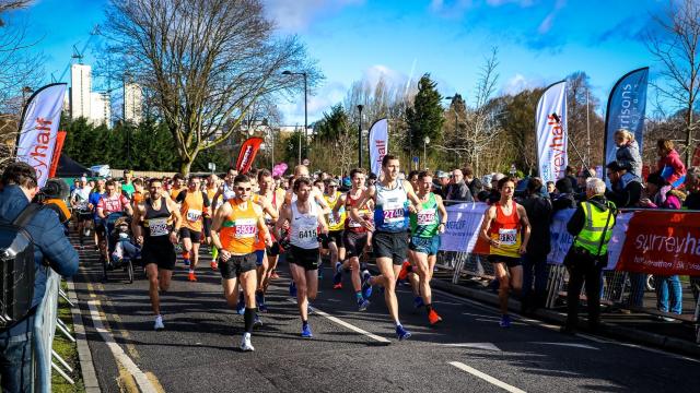 Runners taking part in the Surrey Half Marathon