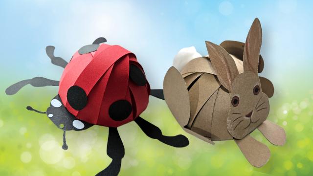 paper craft ladybird and bunny