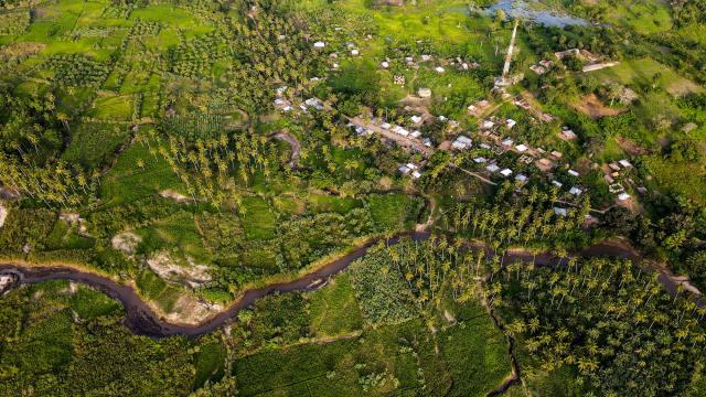 A drone shot of Mchakama village, Tanzania.