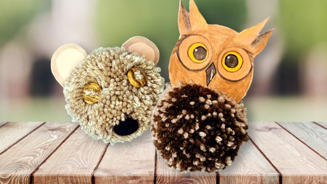 Mouse and owl pom pom animals