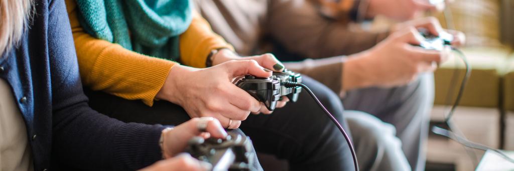 Friends playing a video game