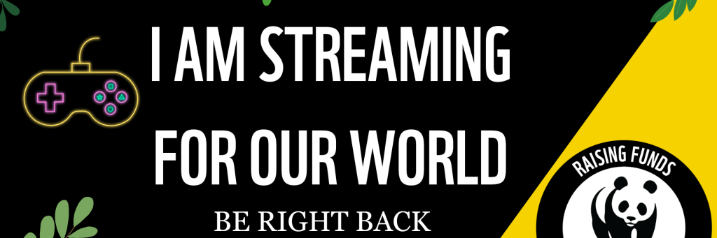 Livestream BRB screen, black and yellow tropical theme