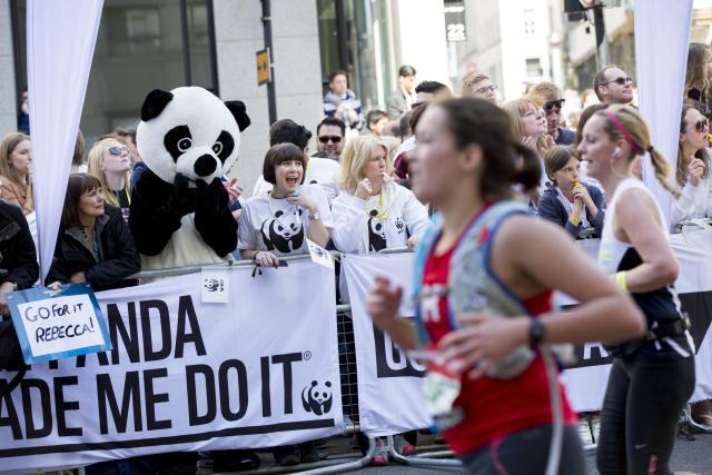 Team panda supporters at the London marathon