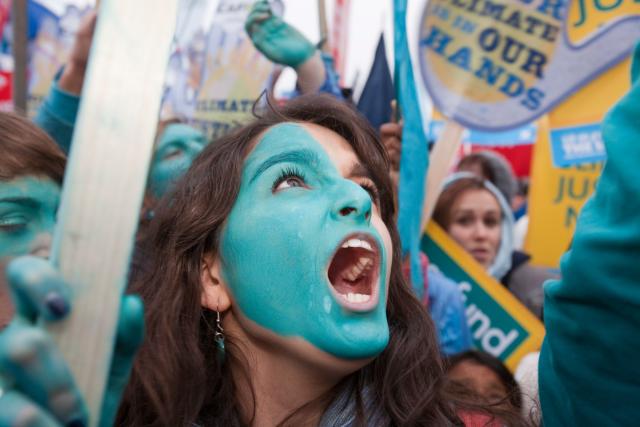 Protestors attending the Wave, a demostration against climate change