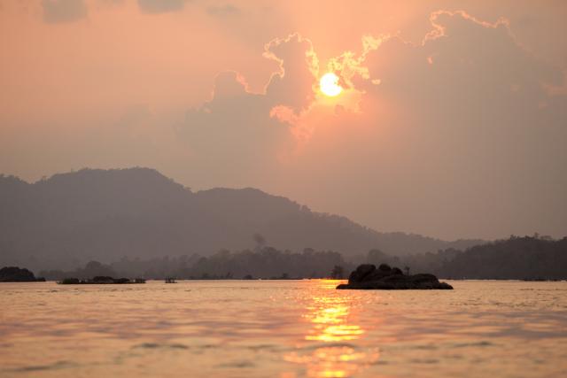 WWF's conservation work in the Greater Mekong, April 2014: sunset at the Preah Rumkel community-based ecotourism site on the border between Cambodia and Laos, Stung Treng, Cambodia. 