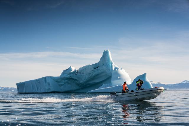 Speed boat on the Arctic seas