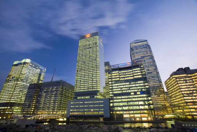 Banking, financial sector buildings, Canary Wharf, London