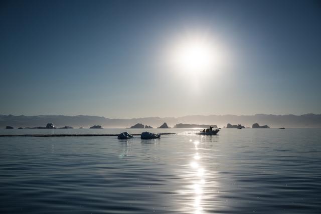 Sunrise over an icey sea