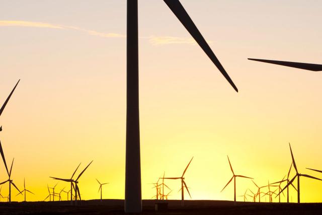Dawn over Whitlee wind farm