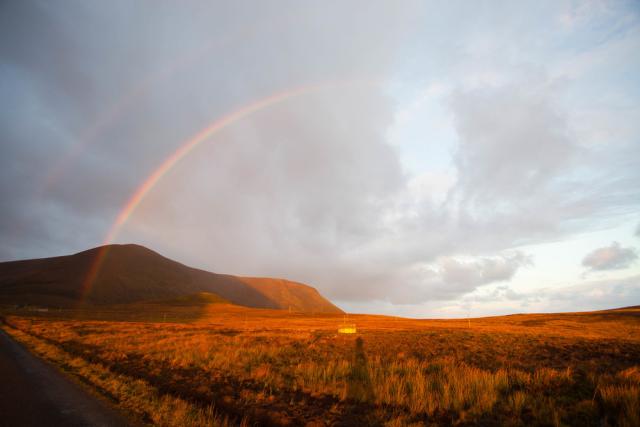 A double rainbow over Hoy in Orkney, Scotland, UK