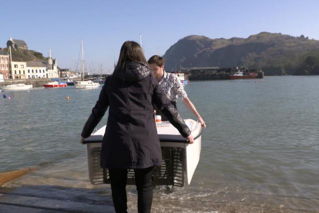 Launching WasteShark into sea