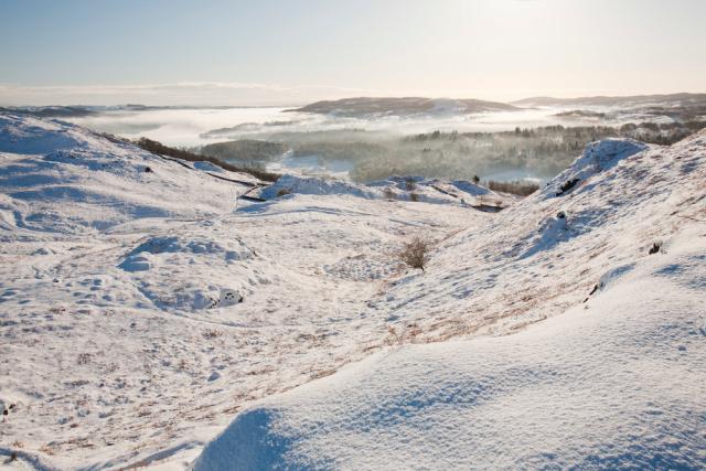 Loughrigg in the Lake District, UK, in winter weather.