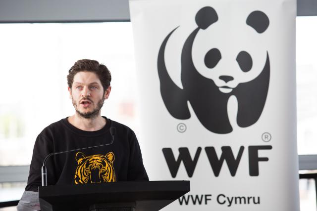 Iwan Rheon speaking at World Environment Day