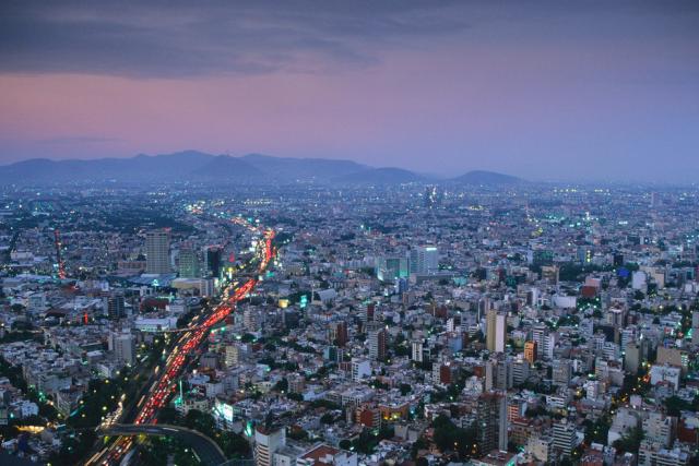 Aerial view of Mexico City - the world's second largest, Mexico.