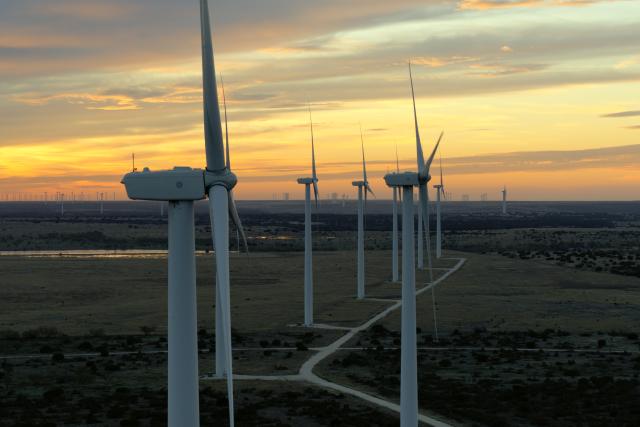Windfarm at sunset