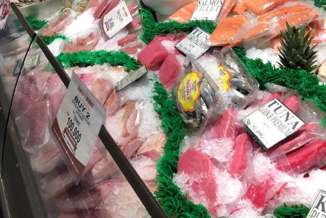 Supermarket seafood counter, Indonesia 