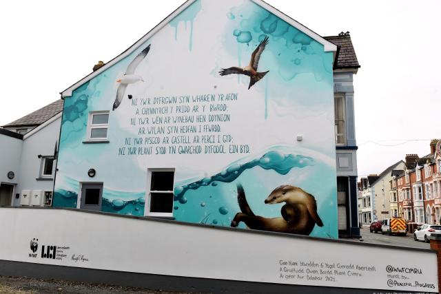Earth Hour mural in Cardigan, Wales