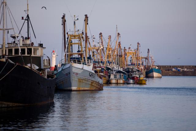 Fishing trawlers moored in Newlyn Harbour