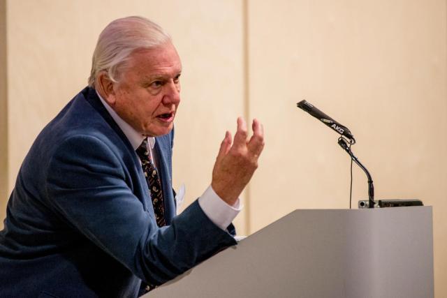 Sir David Attenborough is given a tour of the Living Planet Centre